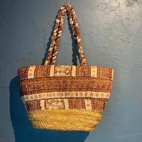 None Handbags - Straw and fabric bag